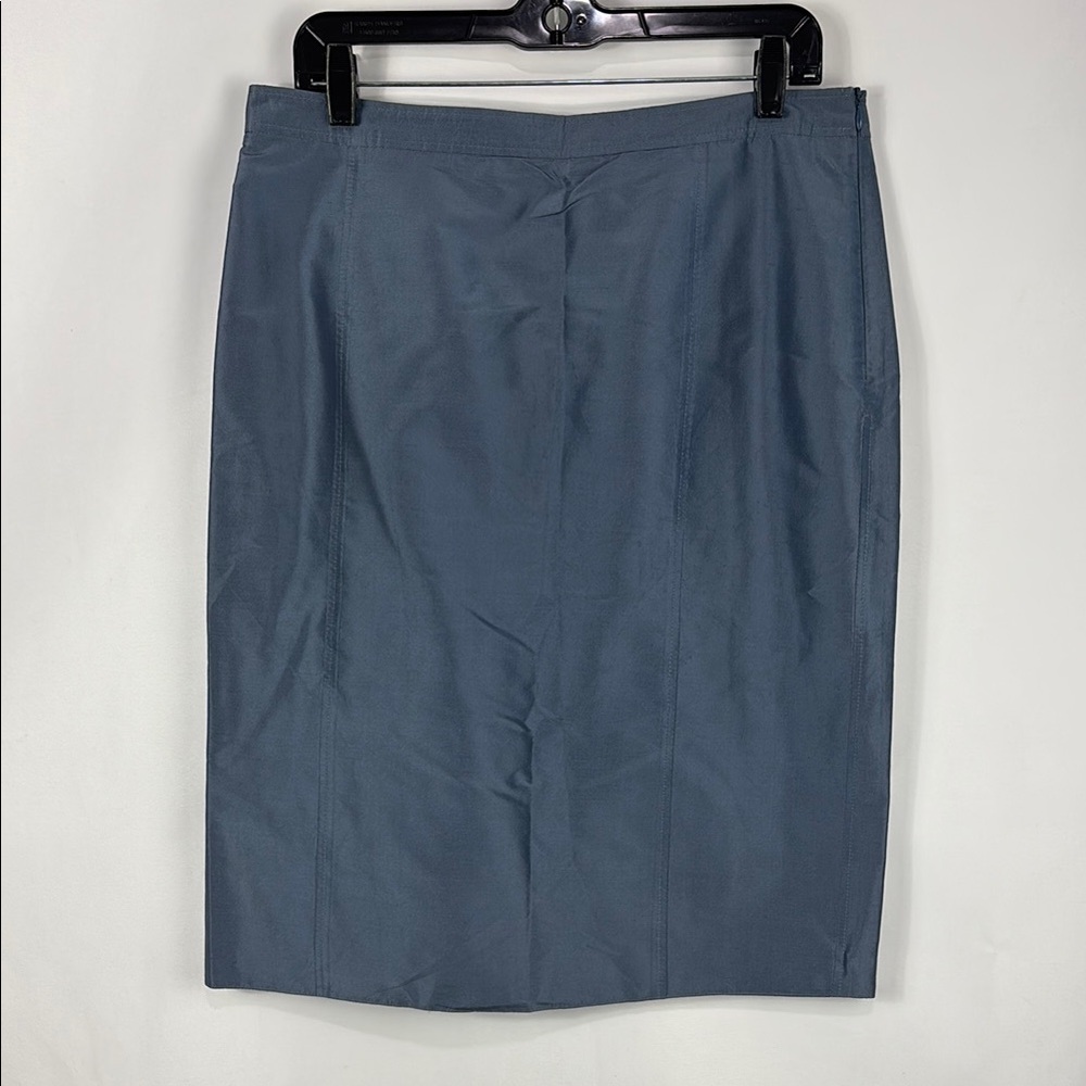 Armani Collezioni Grey Blue Silk Knee Length Skirt